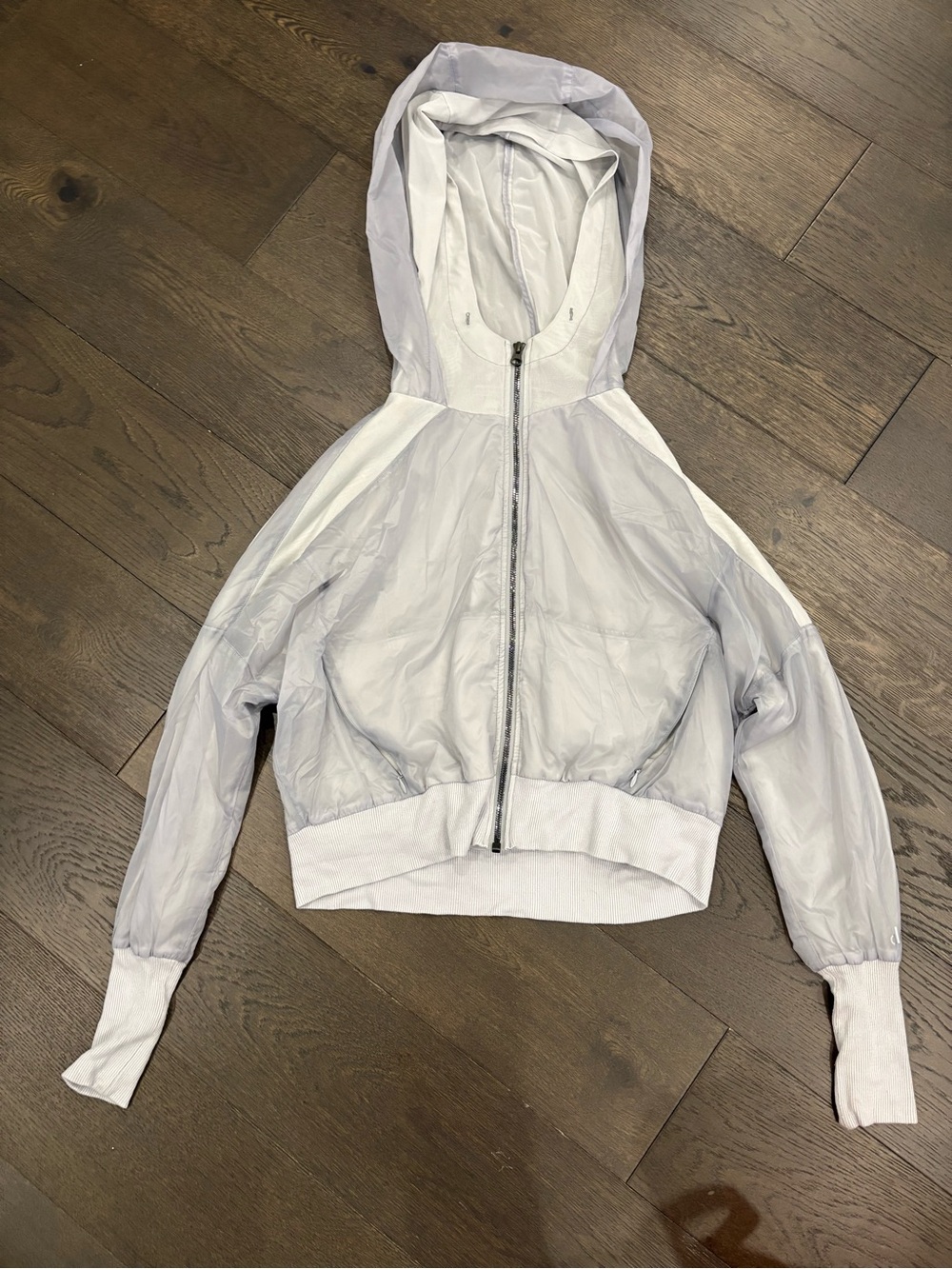 Alo Yoga Light Gray Hooded Zip Jacket